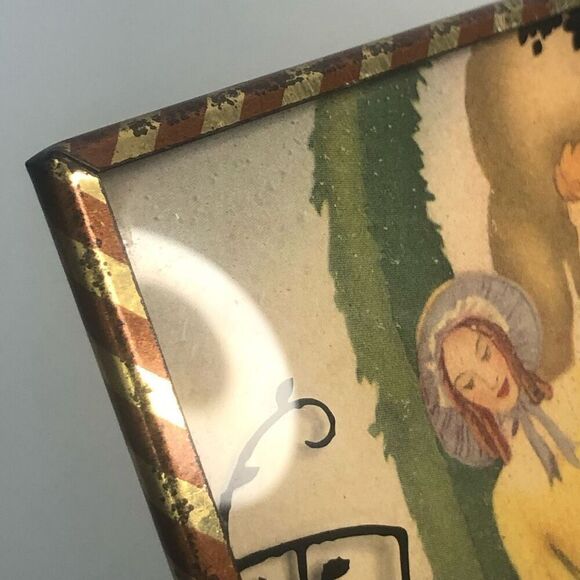 vintage reverse glass silhouette painting convex  bubble frame 4x5 playful dog - Picture 4 of 7